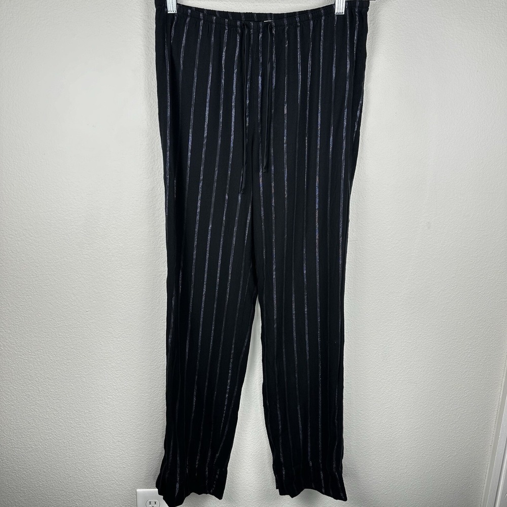 Victoria's‎ Secret Lounge Pants Small Black Blue Stripe Pajama Pj Sleepwear